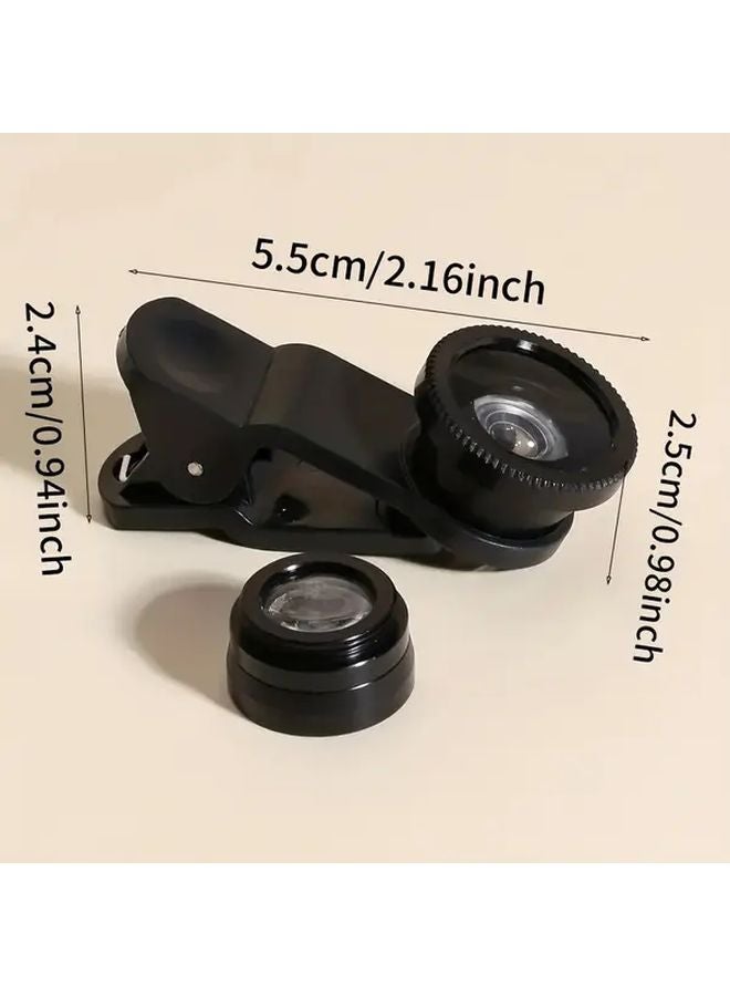 Black Universal Clip On Phone Lens Set Wide Angle Macro Fisheye - Image 3